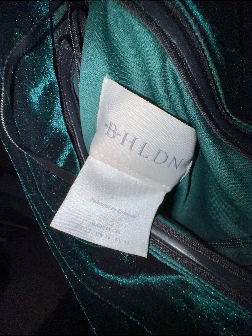 BHLDN Teal Green Velvet One-Shoulder Midi Dress - Picture 2 of 3